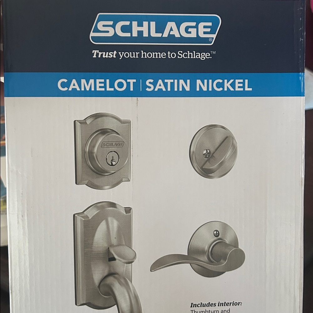 Schlage Camelot Satin Nickel Door Handle Set